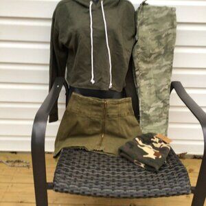 4 Pc Lot Of SO Camo Pants/ CC Camo Ha/t WE THE FREE Mini Skirt Wild Fable Hoodie